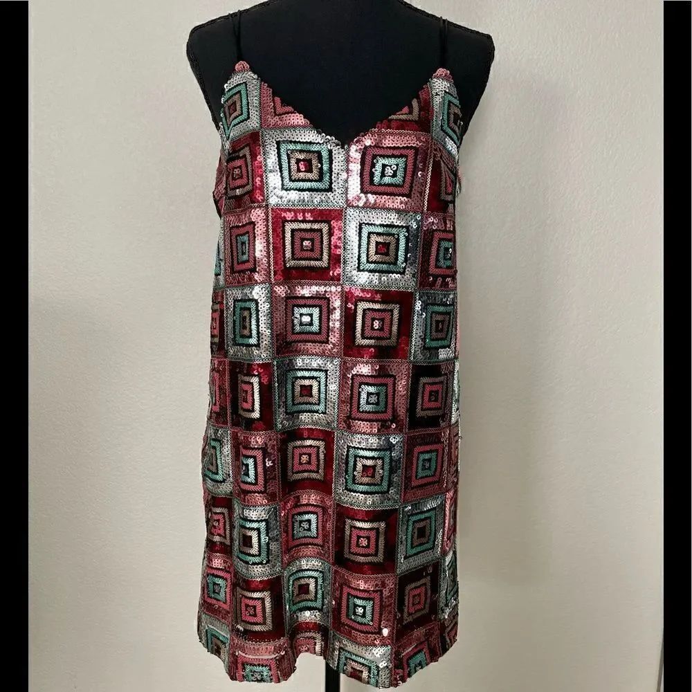 NWT Zara Multicolored Strappy Sequined Dress